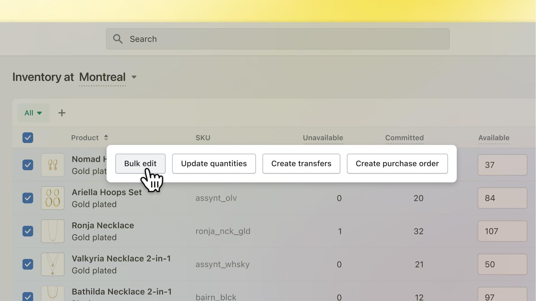 Gerenciamento de estoque integrado com a Shopify